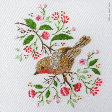 Christmas Robin Bird Embroidery Kit