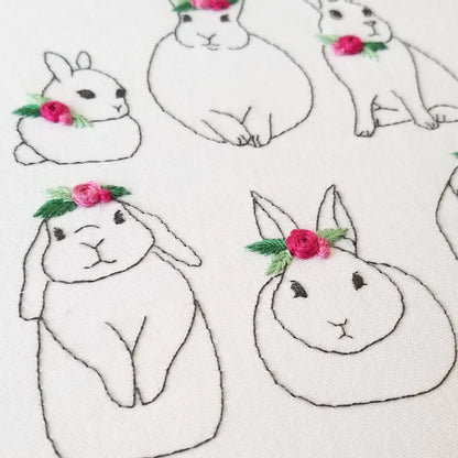 Floral Bunnies embroidery kit
