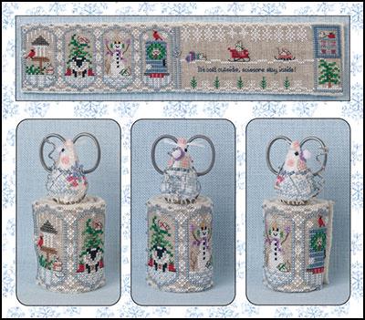 Winter Mouse Scissor Roll counted cross stich chart
