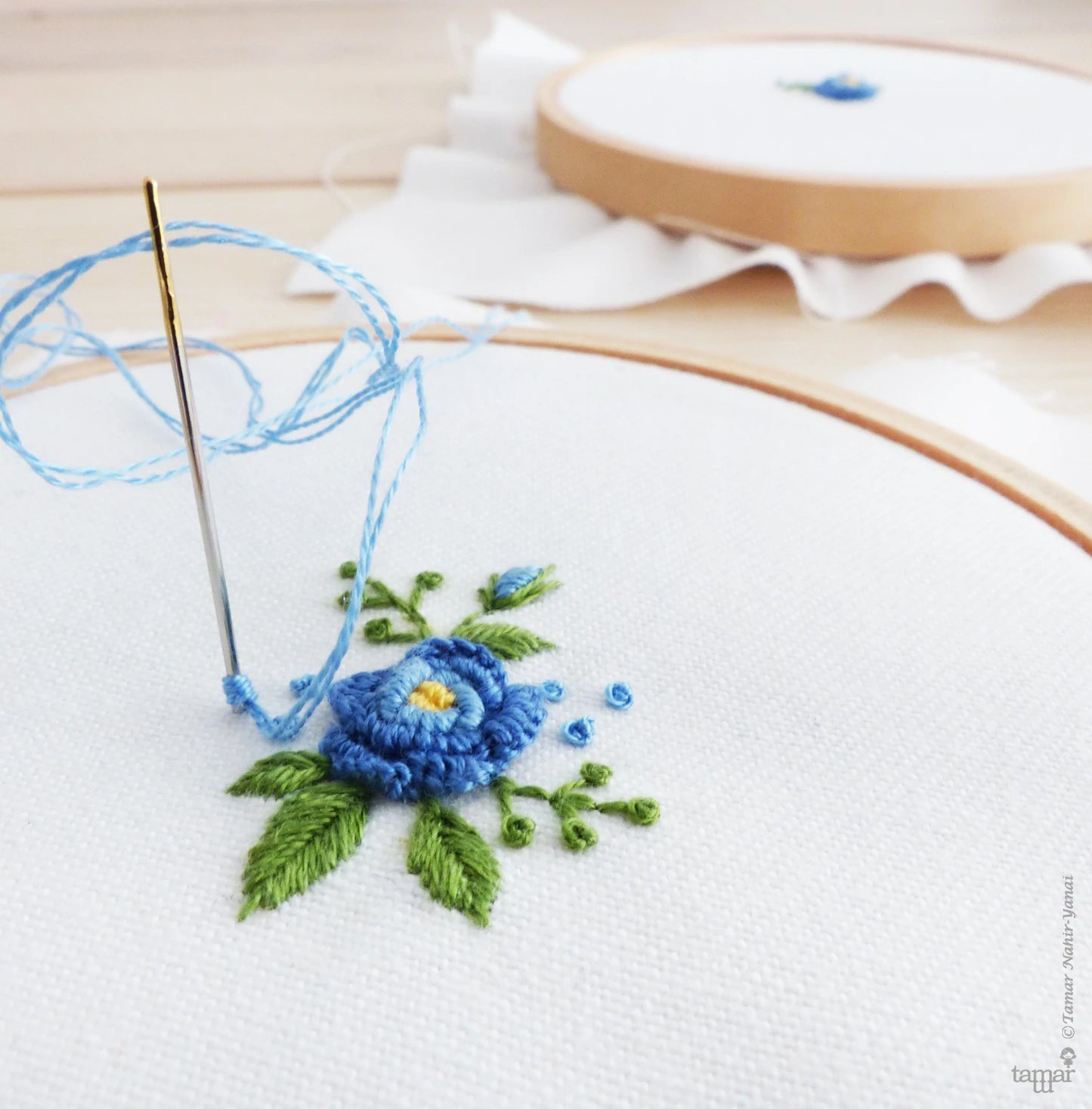 Blue Flowers embroidery kit