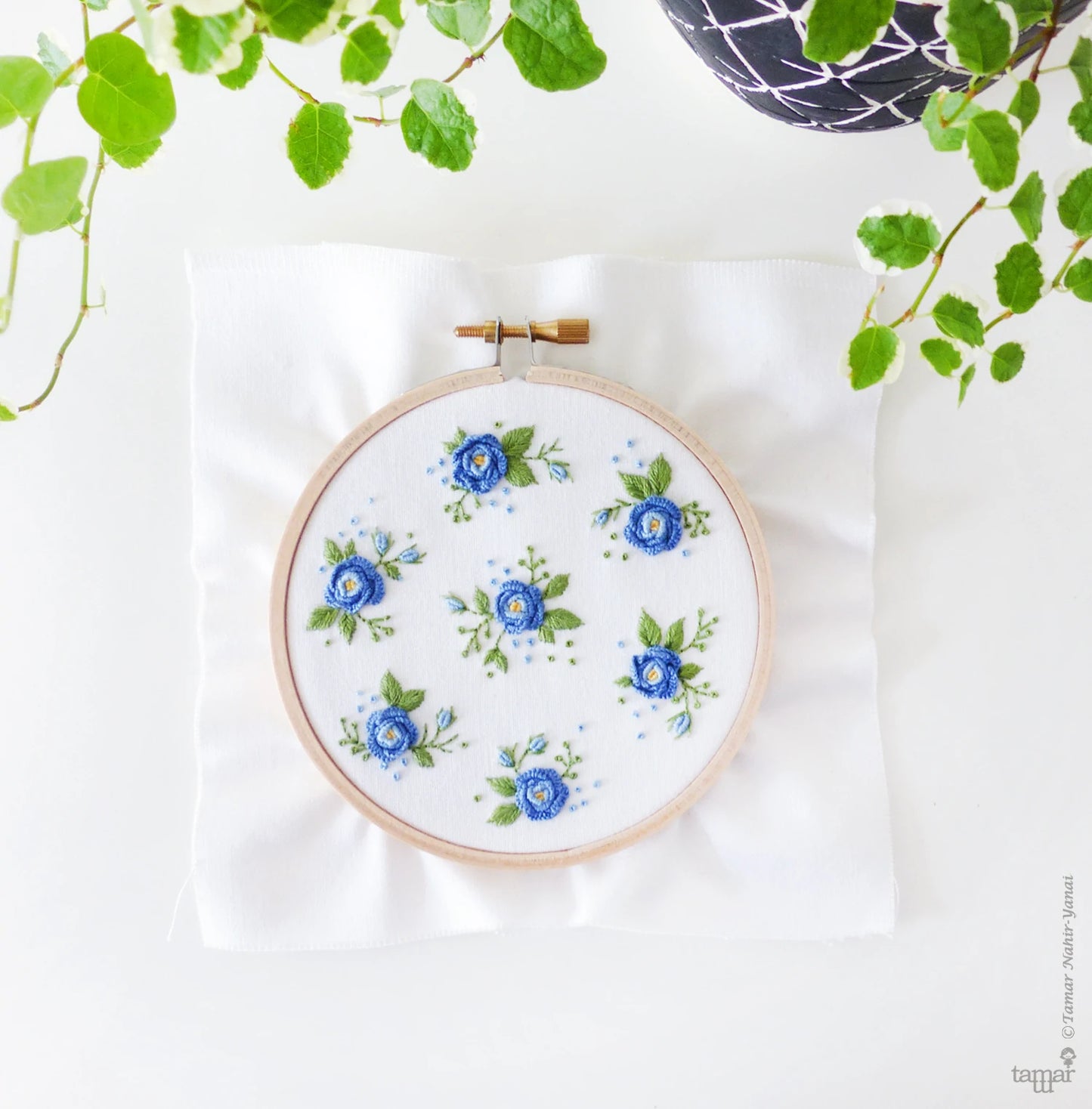 Blue Flowers embroidery kit