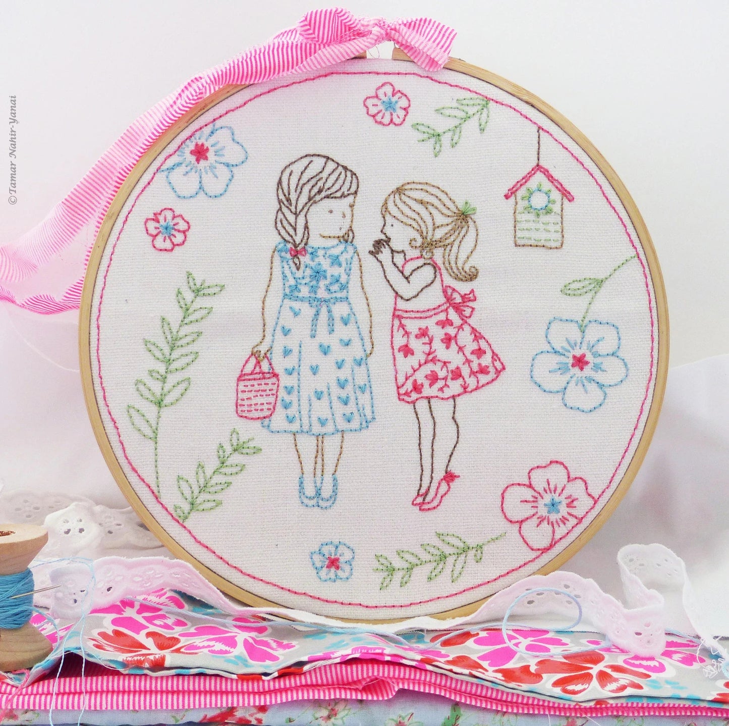 Two Girls and a Secret Embroidery Kit