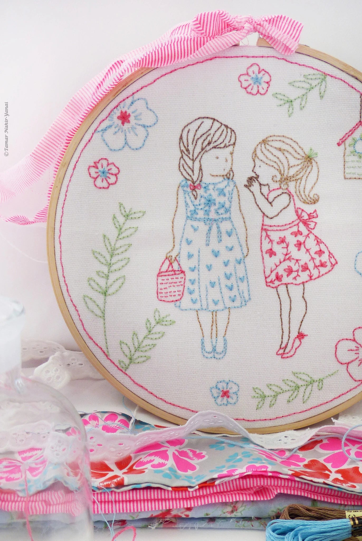 Two Girls and a Secret Embroidery Kit
