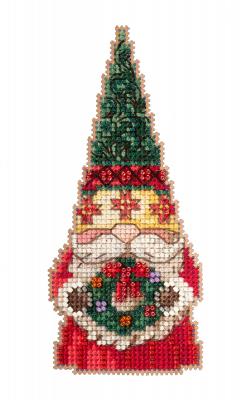 Gnome with Wreath counted cross stitch kit