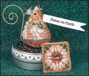 Gingerbread Peace Mouse on a Tin Limited Edition cross stitch kit